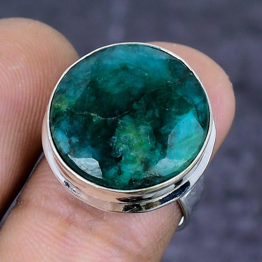 Skota Emerald(Simulated) Gemstone 925 Sterling Silver Jewelry Ring Size 6 ETC-13818