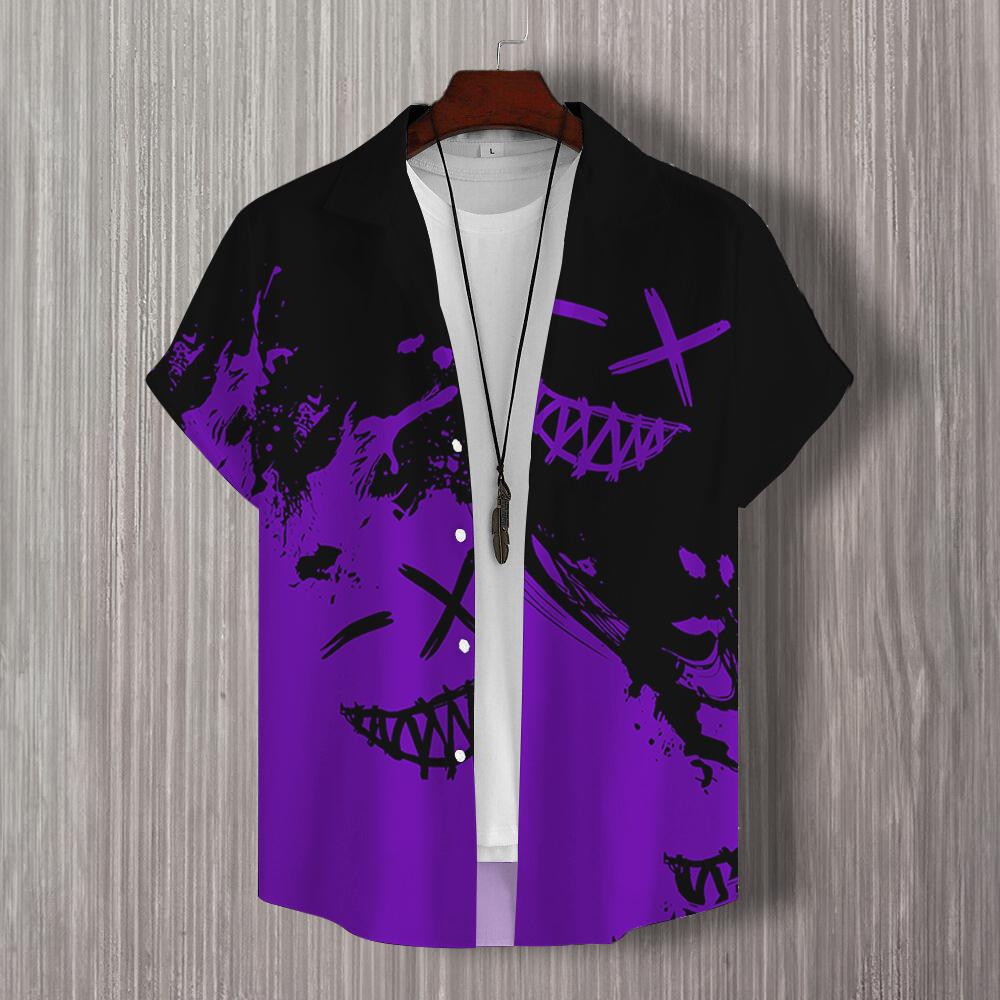 Simple 3d Patchwork Print Men's Shirt Hawaiian Shirts For Men Casual Man Clothes Loose Oversized High Quality Short Sleeve Shirt