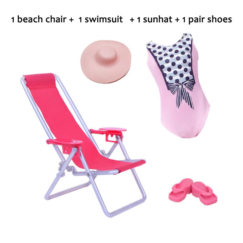 4Pcs 30cm/11.5 Set Funny Clothes Accessories Summer Swimwear Dolls Bikini Diving Suit Swim Ring Sunhat Beach Chair and for Kid Friendly Entertaining