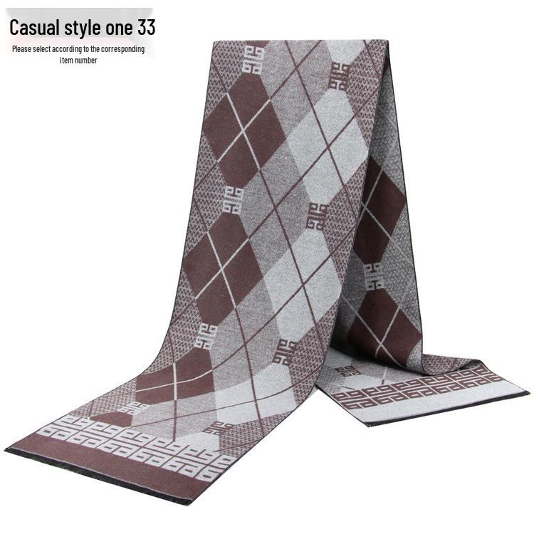 Men's Autumn & Winter Plaid Imitation Cashmere Scarf - Warm & Thick Custom Design