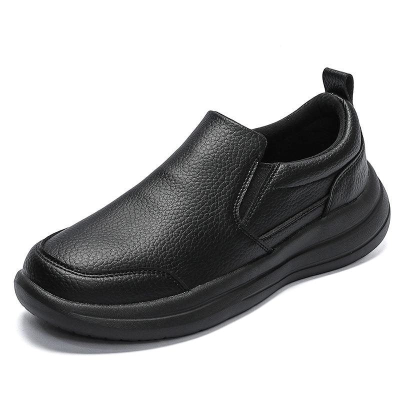 Men's Slip On Leather Sneakers Comfort Casual Sports Shoes Walking Waterproof Black Athletic Shoes Plus Big Size 48 49 50