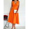 Women's Sleeveless V-Neck Wrap Front Cocktail Midi Dress