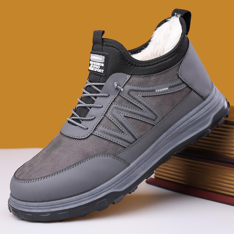 

Men s Winter Beijing-Style Cotton Boots – Waterproof & Non-Slip, Slip-On Warm Plush-Lined Snow Boots for Elderly 46 сірий