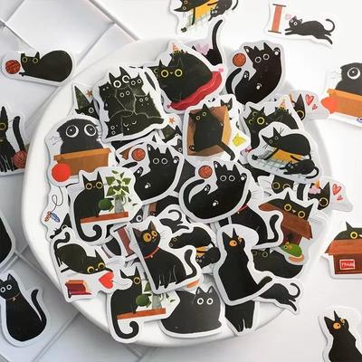 Kawaii Schwarze Katze Aufkleber Artikel Dekoration DIY Handbuch Aufkleber Boxed Nette Aufkleber Koreanische Briefpapier