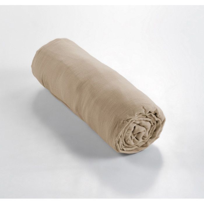 Drap housse "Gaïa" toutes dimensions "Gaze de Coton" l'Effet Papillon - Gaia Ficelle - 90 x 190 cm bonnet de 30 cm