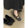 Single Shoes Inner Height Increase Mary Jane Shoes Bow Autumn and Winter Plush Shoes