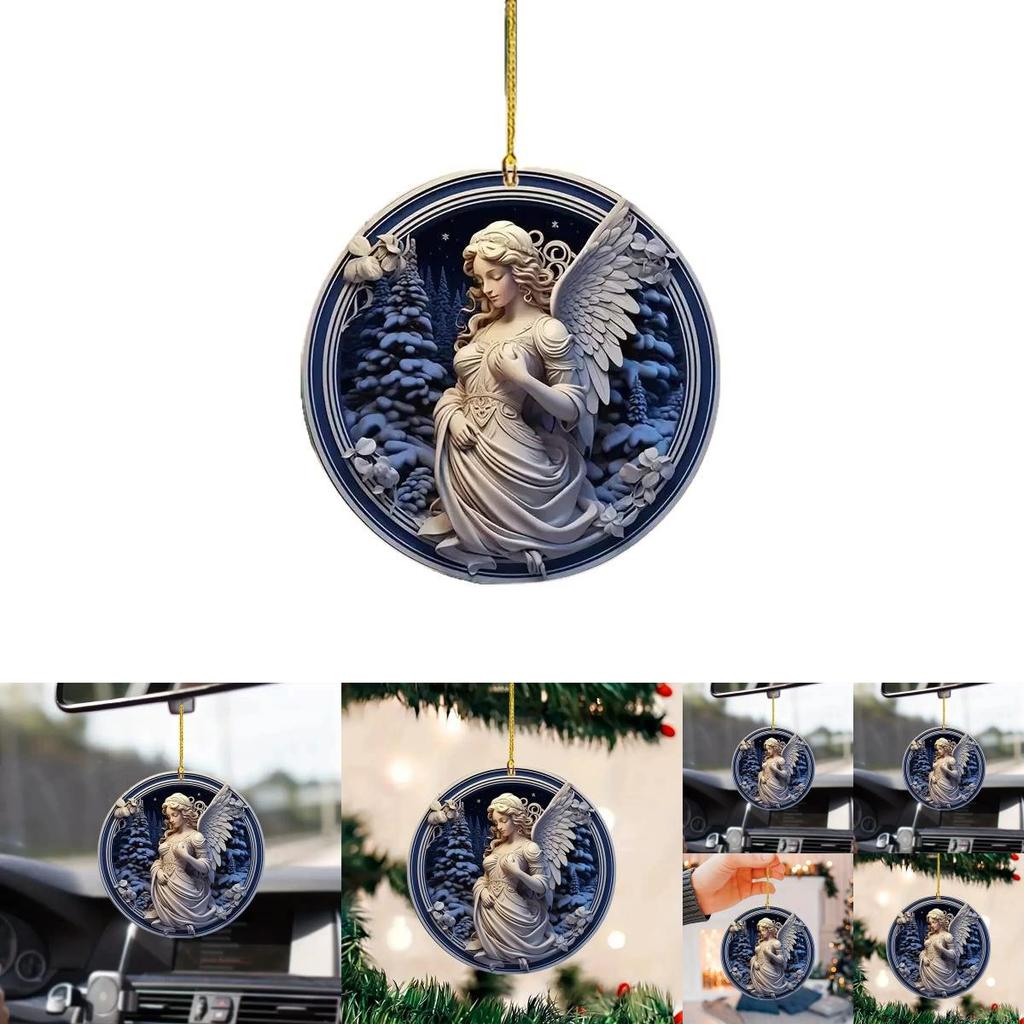 Acrylic Flat Surface Angel Car Pendant With Minimalist Design For Vehicle Interior Decor
