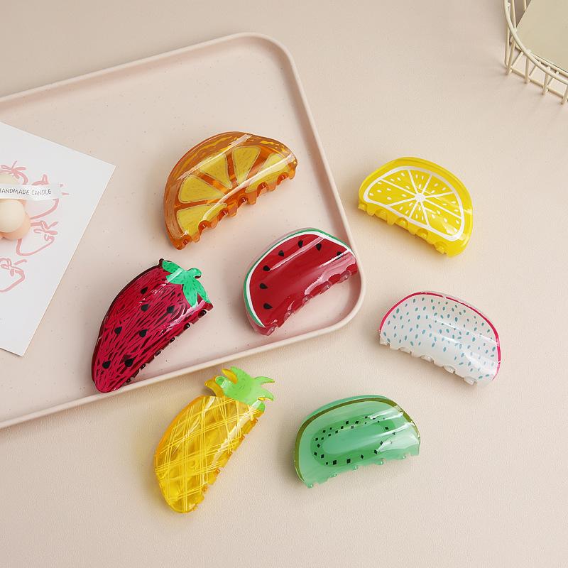 Creative Fruit Lemon Scratch Clip Acrylic Hair Accessories Hair Scratch Back Head Hairpin Shark Clip