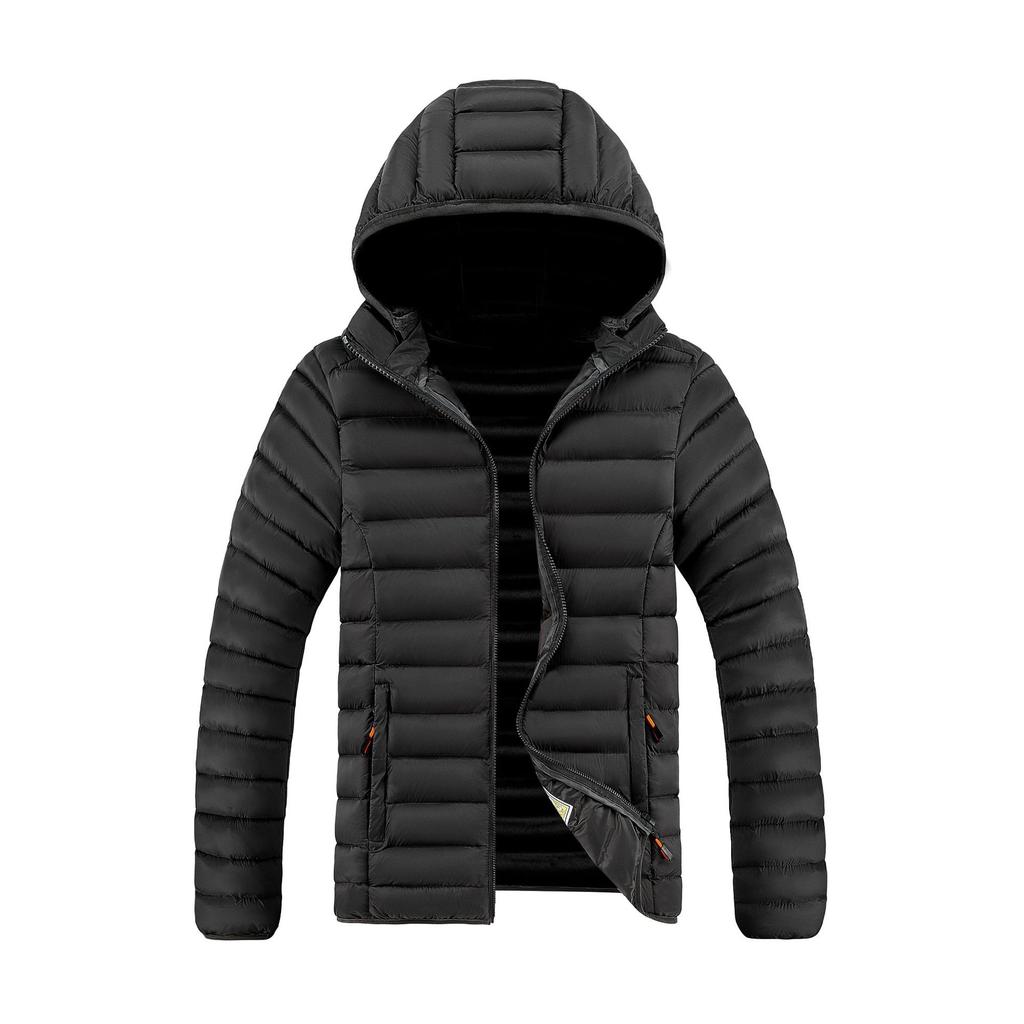Men's Casual Cotton Jacket Hooded Solid Color Winter Daily