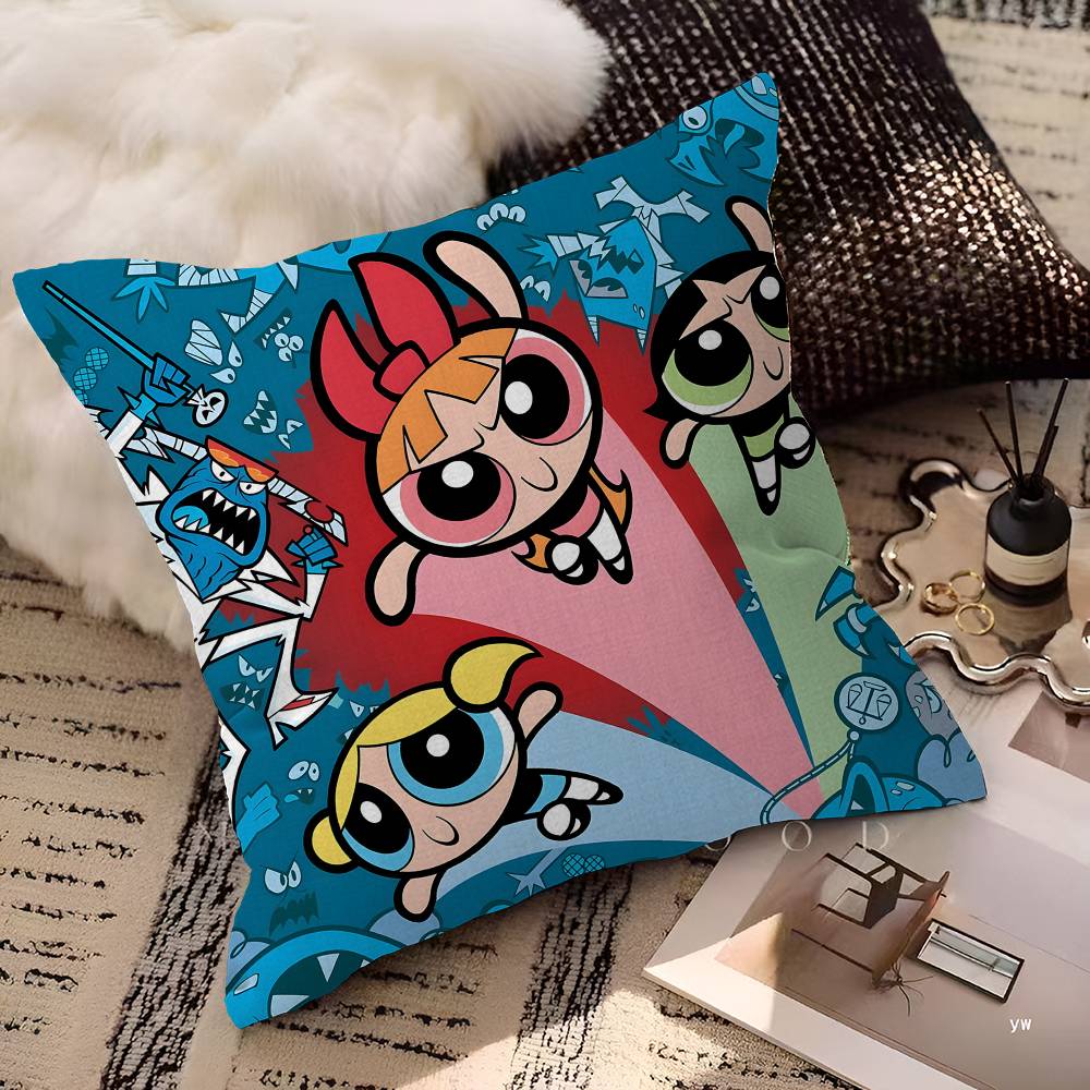 P-Powerpuff Anime G-Girls Personalized Picture Text Home Decorative Pillows Household Gifts 45x45cm