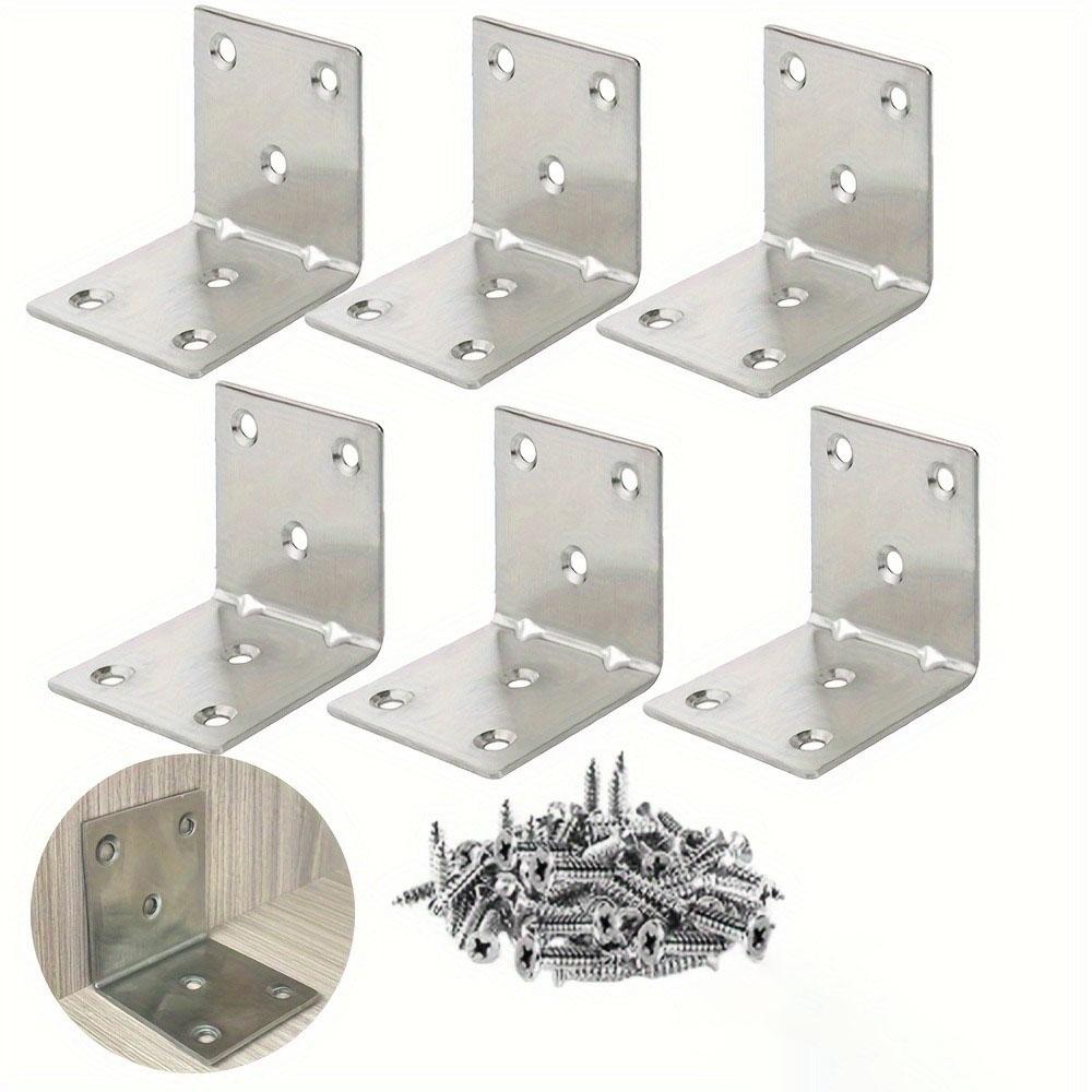 Heavy Duty Stainless Steel Corner Brackets - 90 Degree L Shape Right Angle Braces for Wood, Shelves, Wooden Frames, Beds