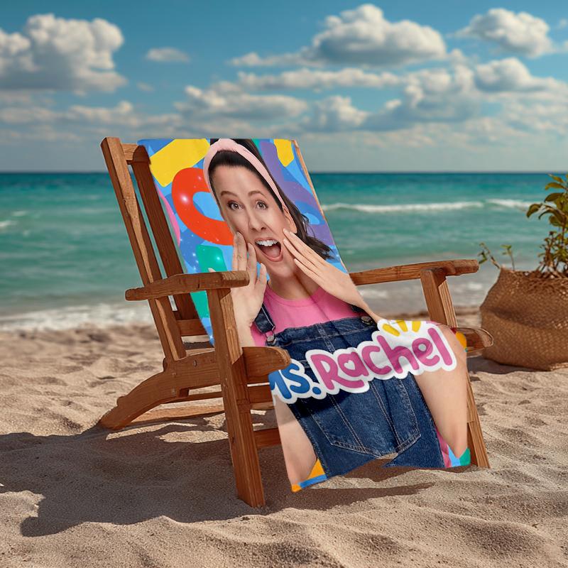 Ultra-Soft Beach Towel with Ms. Rachel Theme,Ideal for Pool - Camping, Diving - Perfect Travel Essential, Vibrant Beach Towel.