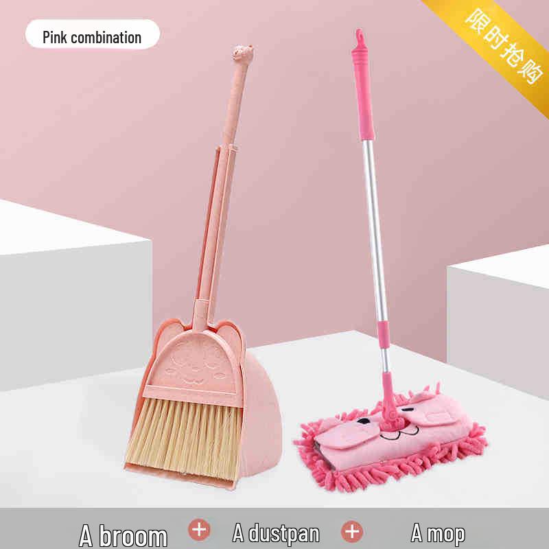Children's Mini Broom & Dustpan Set - Soft Plastic Learning Tool
