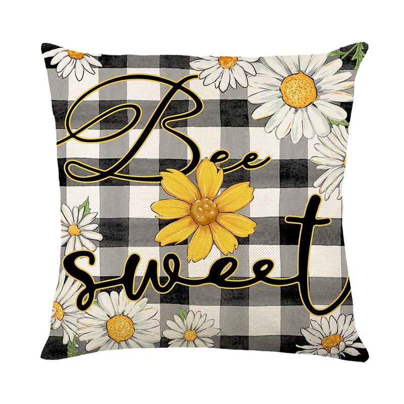 New Bee Day Throw Pillow Cover Polyester Printed Holiday Home Living Room Sofa Decorative Cushion Cover Cushion Cover