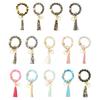 Beads Bracelet Keyring Glossy Stretchy Silicone Rounded Edge Bracelet Keychain Women Accessories