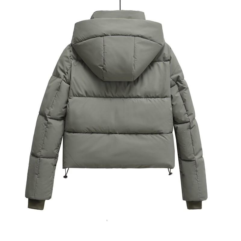 Womens Hooded Cotton Puffer Jacket Thick Warm Casual Streetwear Coat With Zippered Pockets