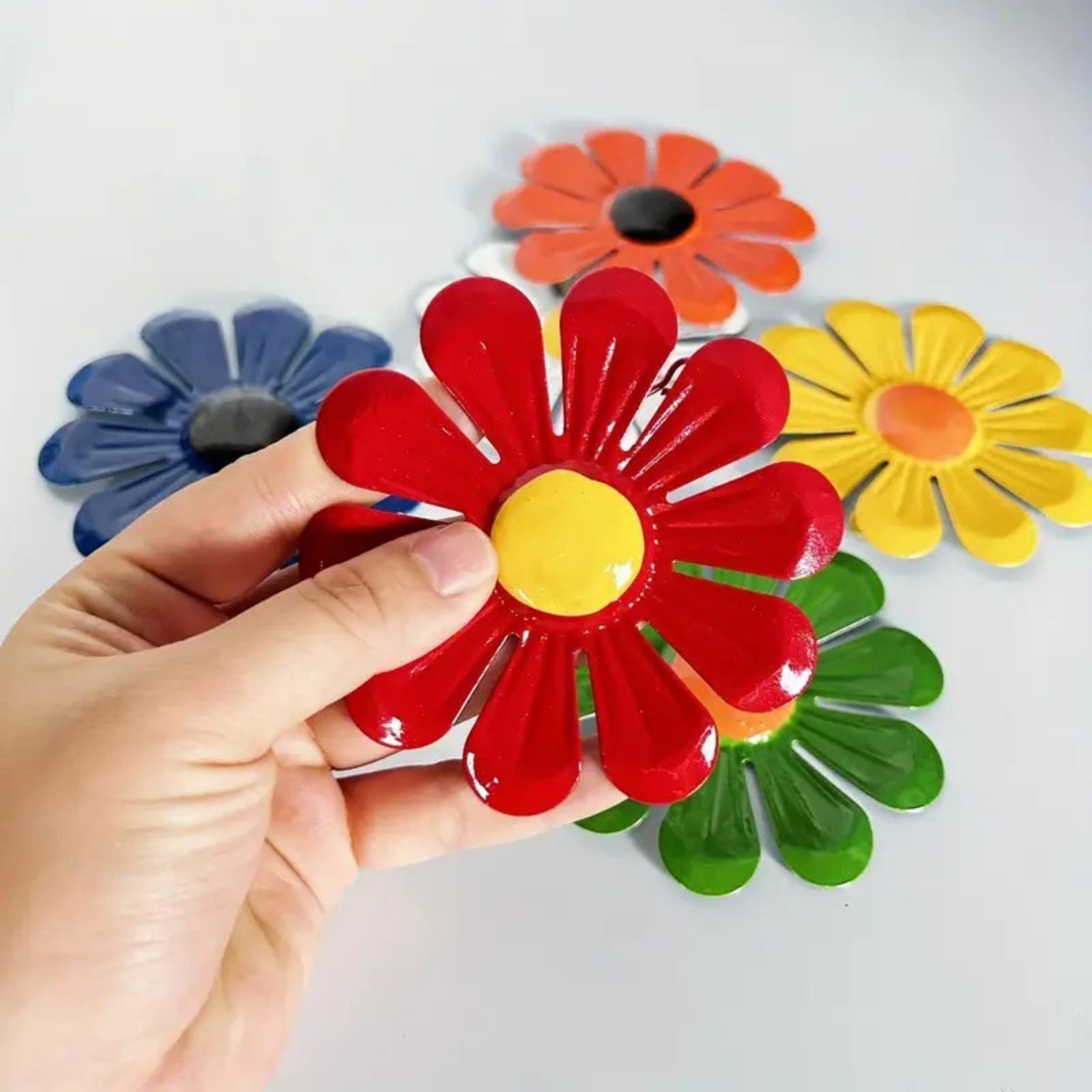 6PCS Metal Outdoor Wall Decoration Sunflower Decoration Ornaments One Size