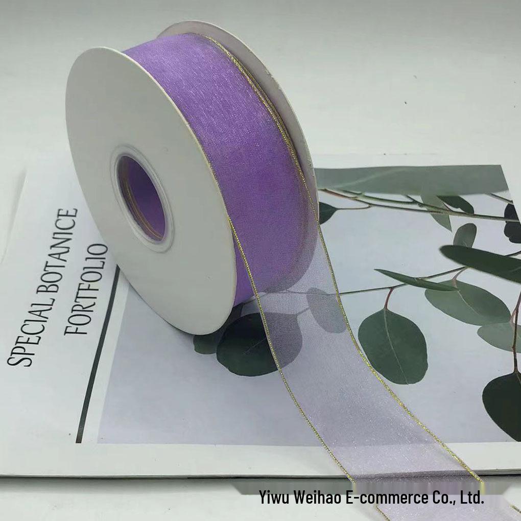 4cm Double Gold-Edged Silk Satin Gauze Ribbon for Gifts, Fresh Flowers, Baking, and Hair Accessories