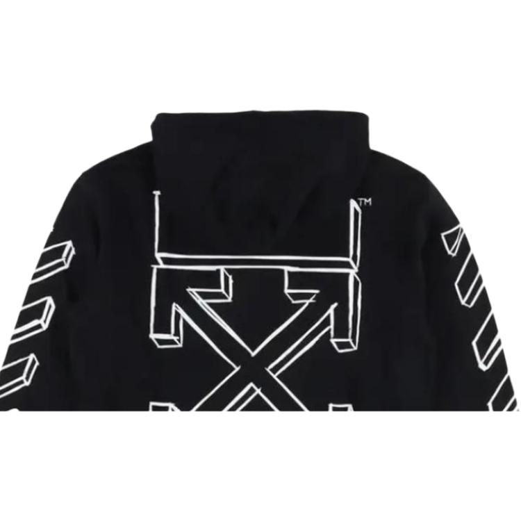 Off-White 3D Marker Arrows Hoodie Black Unisex Tops OMBB097G20FLE002