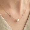 [LeShop] 14K Simple Pearl Line Necklace (Gold Plated)_LJ0335BRN