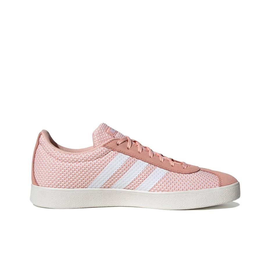 Adidas Neo Vl Court 2.0 Synthetic Leather Low-Top Sneakers Women Sneakers White Pink EE6790