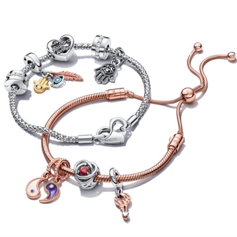 Pandora Llave de Dos Tonos   Colgante Corazón Deslizante 782510c00