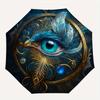 Eagle Eye Feathered Artwork Circular Wall DecorUmbrella, Portable 3-Fold Umbrella for Men & Women,Christmas Gift ES215