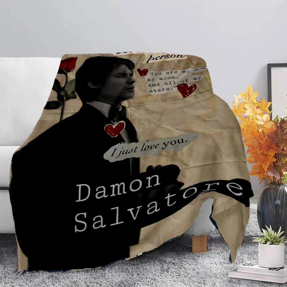 Damon Salvatore The Vampire Diaries Blanket Picnic Blankets Warm Blanket Soft And Comfortable Blanket Home Travel Birthday Gift
