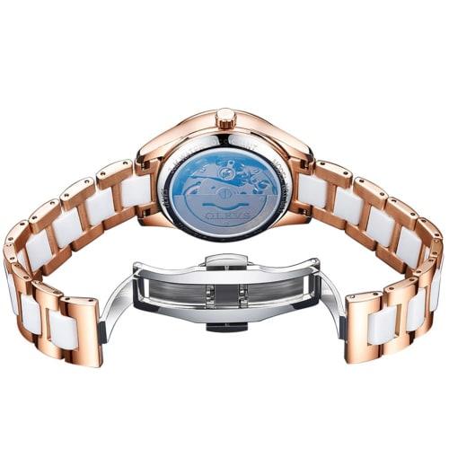 OLEVS Women's Watch Popular Mechanical Arm Watch Women's Stylish Date Cute Bracelet Present Ceramic Red