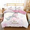 Unicorn Kids Girls Pink 3D Bedding Set Duvet Cover Sale Cartoon Bedcllothes Animal Printed Queen King Size Home Duvet Covers