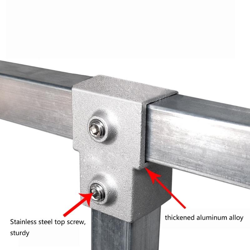 Connettore Rastrelliera di Stoccaggio Giunto Fisso Tubolare Quadrato Raccordo a Gomito a 3 Vie per Montanti di Recinzione e Costruzione di Scaffalature Industriali