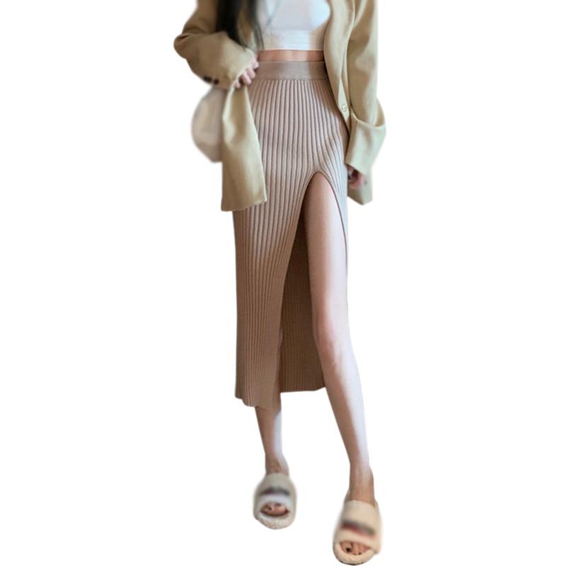 

Женская юбка Temperament с высокой талией, тонкая эластичная, с разрезом One Size