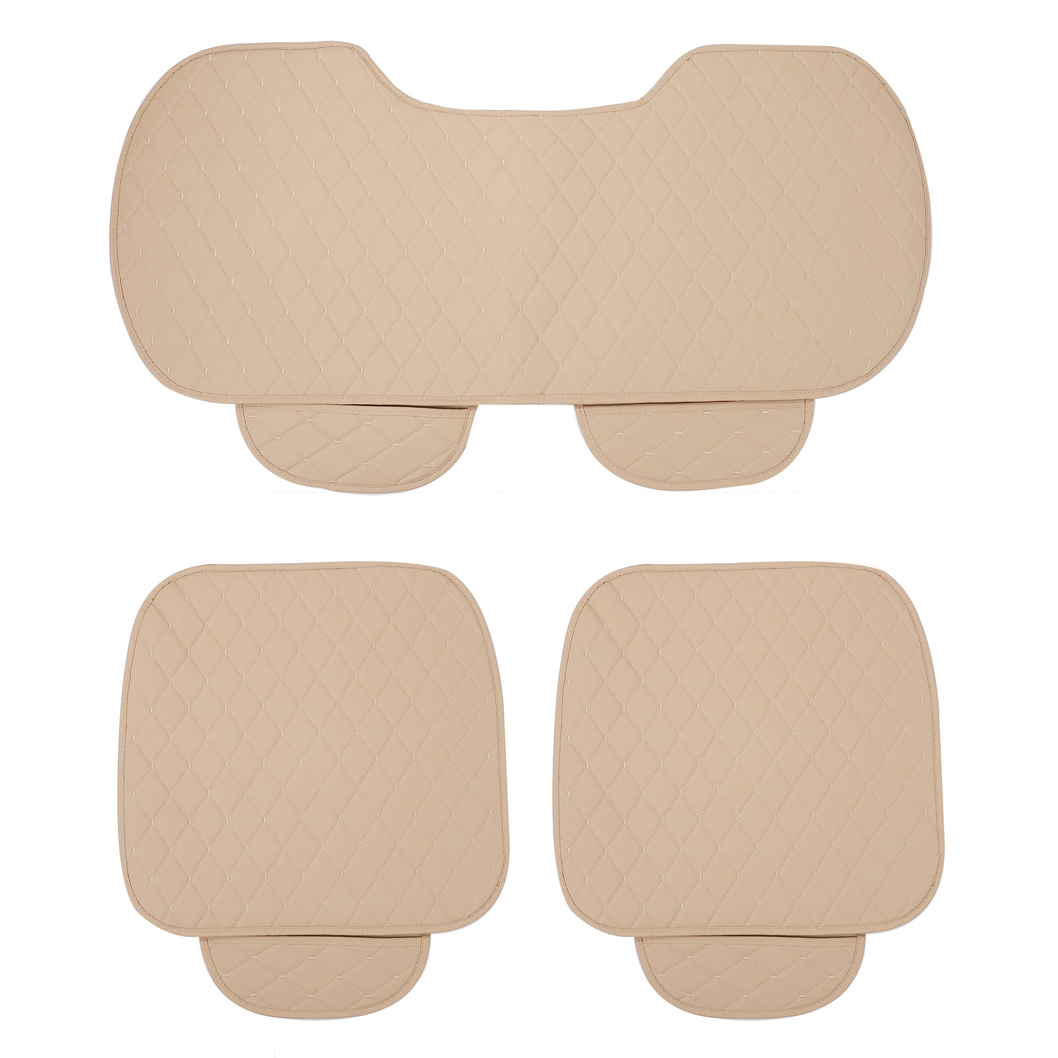 

Чехол на сиденье автомобиля 2 для передних сидений 1 для заднего сиденья-скамейки комплект сидений, совместимый со многими автомобилями для пассажирского заднего второго второго третьего ряда комплект, + сиденья, бежевый