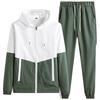 2 Pcs/Set Spring Coat Pants Set Drawstring Hooded Elastic Waist Contrast Color Zipper Warm Young Style Pockets Coat Trousers Suit Jogging Clothes