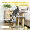 Pet Stairs, Adjustable 3-Step, Cat and Dog Ladder, Sisal Post, Ball, 52 x 34.5 x 54 cm, Grey