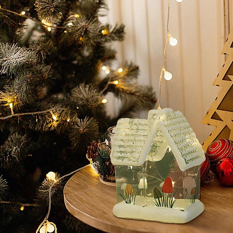 Christmas LED Light Glass Christmas House Luminouss Cabin Merry Christmas Decorations For Home Ornaments Kids Gift New Year