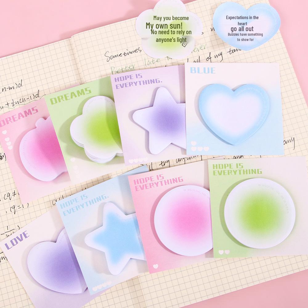 Colorful Irregular Heart Gradient Sticky Notes - Self-Adhesive Halo Blush Memo Paper