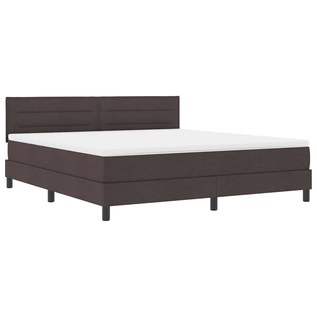 Box Spring Bed with Headboard Dark Brown 180 x 200 cm Fabric