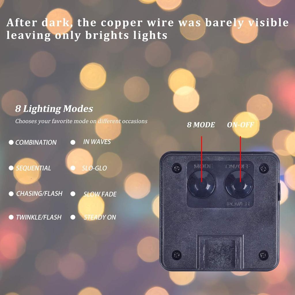 Solar String Lights 2-Pack Each 33FT 100-LEDs Solar Powered Fairy Lights Waterproof Copper Wire 8-Lighting Modes for Garden Patio Trees Yard