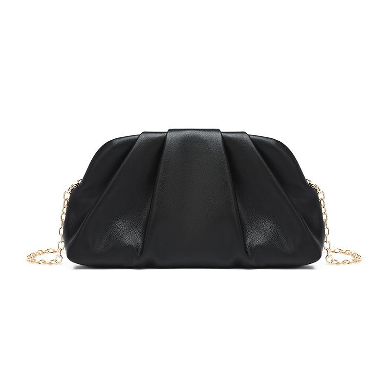 

Summer Pleated Cloud Bag Women S Fashion Portable Small Square Bag Versatile Chain Messenger Bag чорний