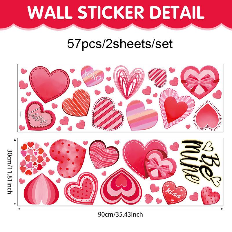 Valentine’s Day Heart Love Window Sticker Romantic Wall Decor Living Room Bedroom Proposal Party Home Decoration