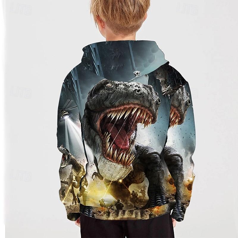 Boys Dinosaur Hoodie Long Sleeve Fall Active Polyester Kids Regular Fit