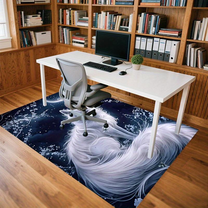 1pc Moonlit Wolf Themed Rug for Home Decor, Non-slip Office Carpet, Chair Mat, Outdoor Mat, Christmas and Halloween Gifts-0731033