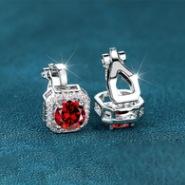 Wish platinum super flash square full of diamonds and large zircon ear clips, simple and small temperament