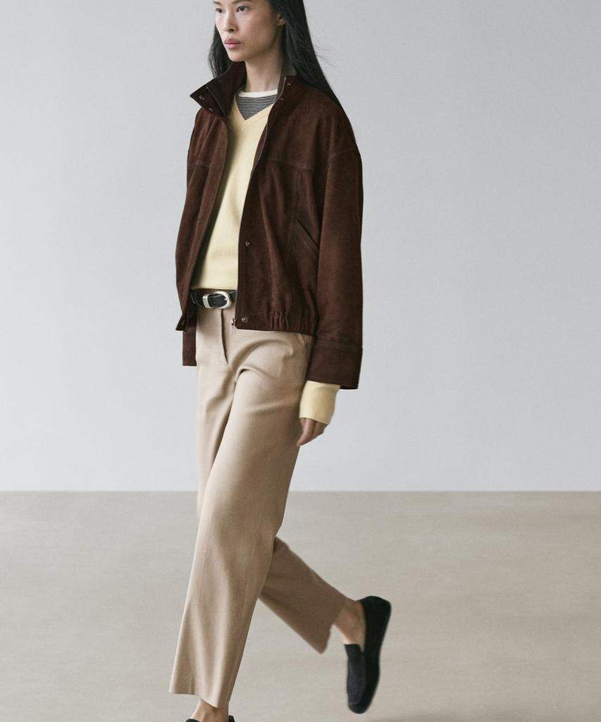 Masimodutti Straight Fit Linen Blend Pants