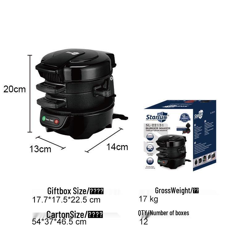 Starlux Breakfast Sandwich and Burger Maker with Egg Fryer and Toaster