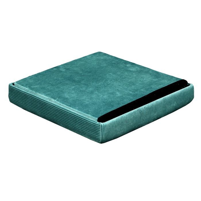 Coffre Pouf Pliable - Home Deco Factory - Giulia - Velours Côtelé - Bleu