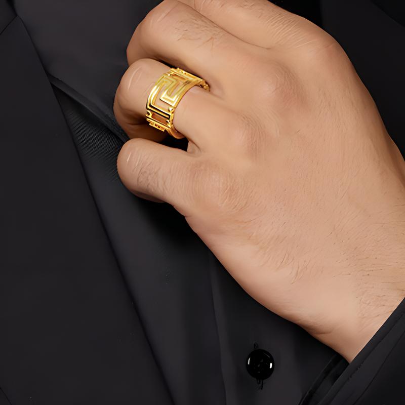 Versace Greek Key Pattern Brass Ring Women's Gold Old Craftsmanship 7188083 DG57594-DJMT_3J000-gold 19