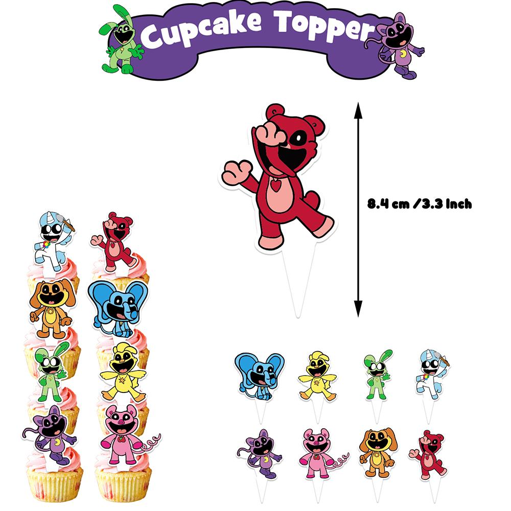 34Pcs Smiling Critters Party Supplies Including A Banner, Cake Toppers, Balloons