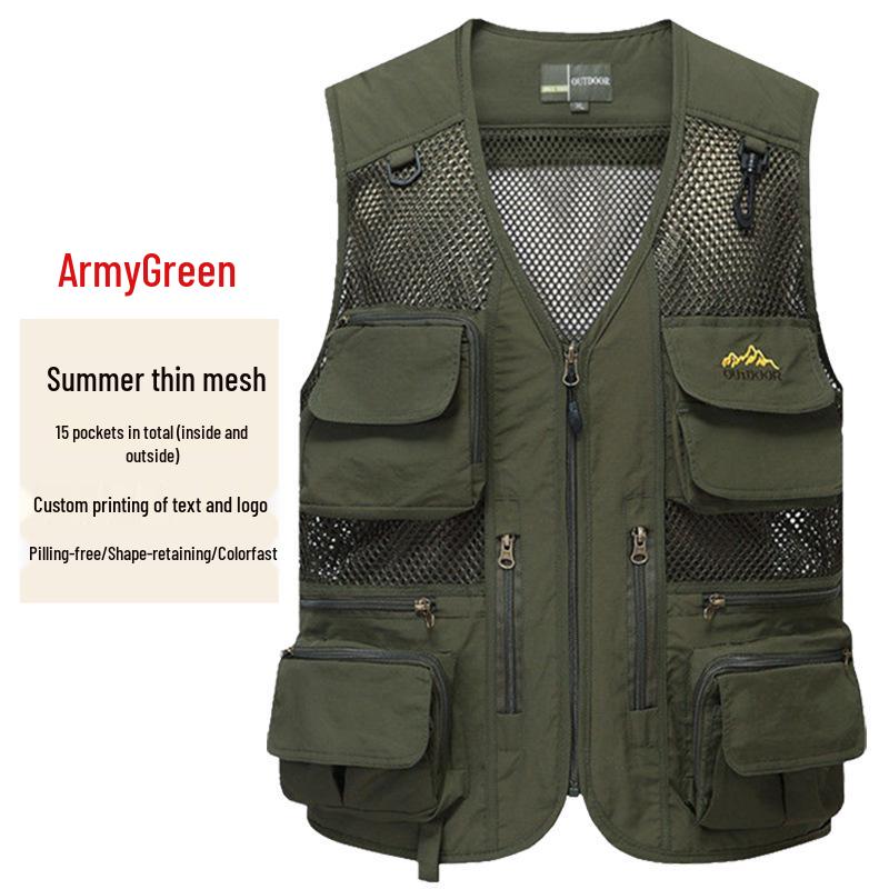 Men's 7XL Quick-Dry Mesh Vest With Multi-Pockets - Breathable Summer Wear